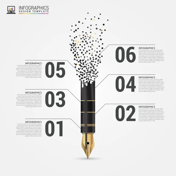 Creatieve stroomschema met pen. Vector — Stockvector