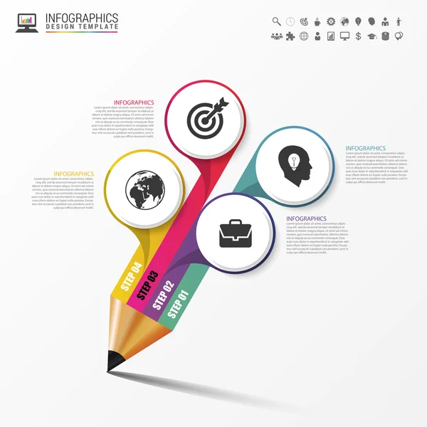 Education pencil. Infographics design template. Vector — Stock Vector