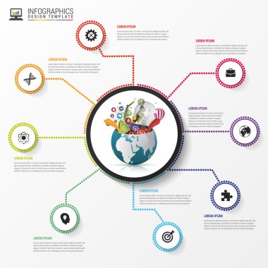 Infographic tasarım şablonu. Yaratıcı dünya. Vektör