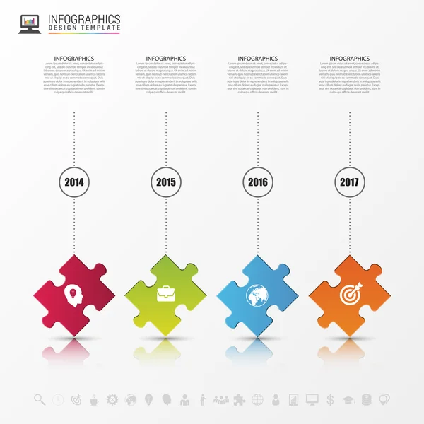 Moderne puzzel infographic concept. Vector — Stockvector