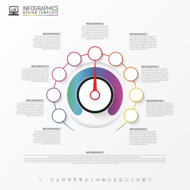 Infographic. İş kavramı. Renkli daire ile kutsal kişilerin resmi. Vektör