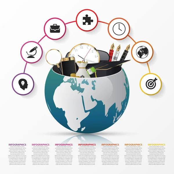 Plantilla de diseño infográfico. Mundo creativo. Vector — Vector de stock