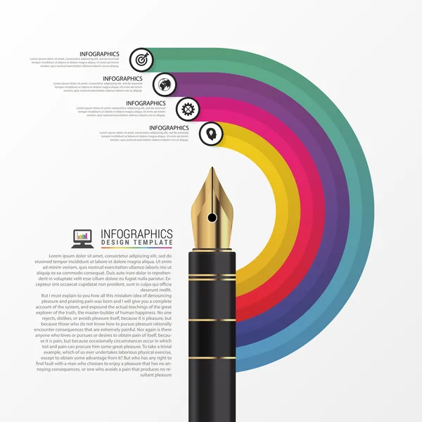 Бизнес-шаблон инфографического дизайна с ручкой. Вектор — стоковый вектор