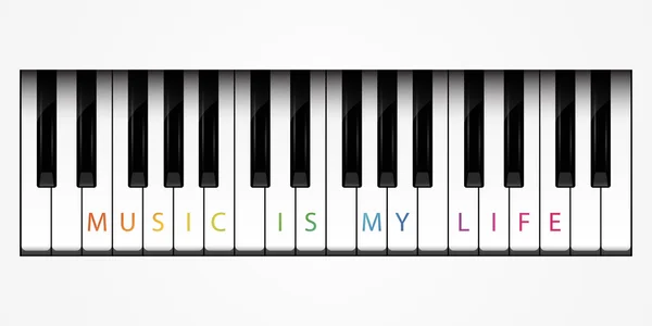 Piano. Music is my life text. Vector — Stock Vector