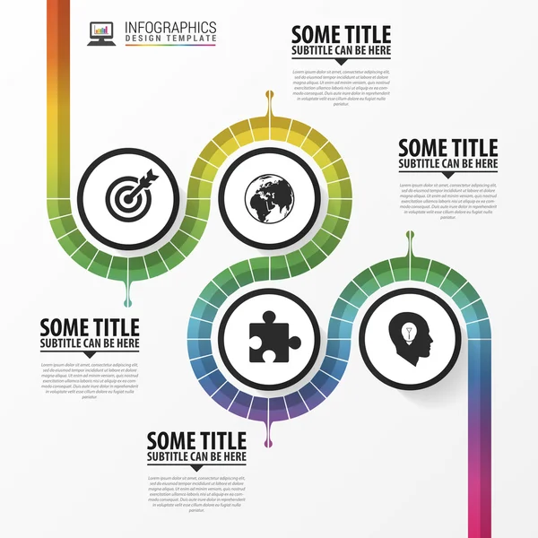 Renkli iş yolu. Zaman çizelgesi Infographic şablonu. — Stok Vektör