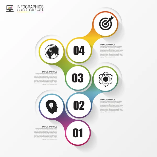 Zaman çizelgesi infographics şablonu. Renkli modern tasarım. Vektör