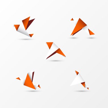 modern tarzda origami turuncu kuşlar. Vektör
