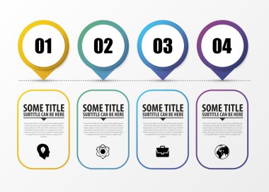 Zaman çizelgesi Infographic işaretçilerle. Modern tasarım şablonu. Vektör