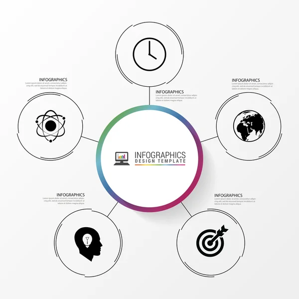 Infographics επιχειρηματική ιδέα με 5 επιλογές. Διάνυσμα — Διανυσματικό Αρχείο