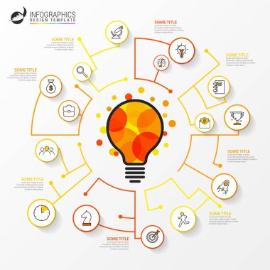 Infographic tasarım şablonu. 8 adımlı yaratıcı bir kavram. İş akışı düzeni, diyagram, pankart, web tasarımı için kullanılabilir. Vektör illüstrasyonu