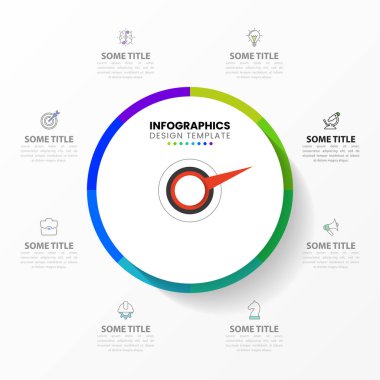 Infographic tasarım şablonu. 8 adımlı yaratıcı bir kavram. İş akışı düzeni, diyagram, pankart, web tasarımı için kullanılabilir. Vektör illüstrasyonu