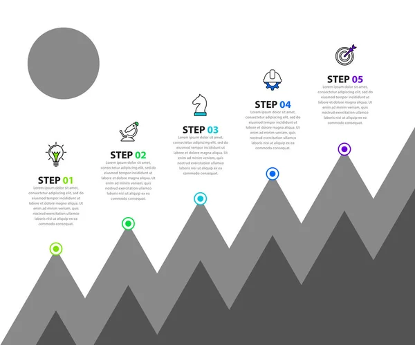 Infographic Tasarım Şablonu Adımlı Yaratıcı Bir Kavram Akışı Düzeni Diyagram — Stok Vektör