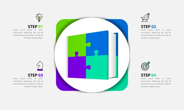 Infografikai Tervezési Sablon Kreatív Koncepció Lépésben Használható Munkafolyamat Elrendezés Diagram — Stock Vector