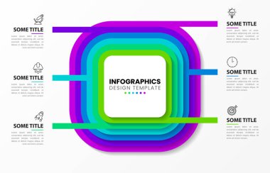 Infographic tasarım şablonu. 6 basamaklı yaratıcı bir kavram. İş akışı düzeni, diyagram, pankart, web tasarımı için kullanılabilir. Vektör illüstrasyonu
