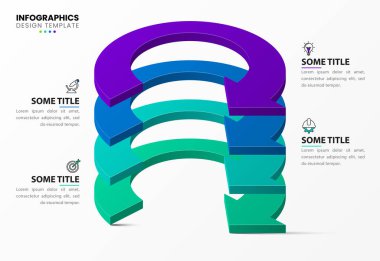 Infographic tasarım şablonu. Dört adımlı yaratıcı bir kavram. İş akışı düzeni, diyagram, pankart, web tasarımı için kullanılabilir. Vektör illüstrasyonu
