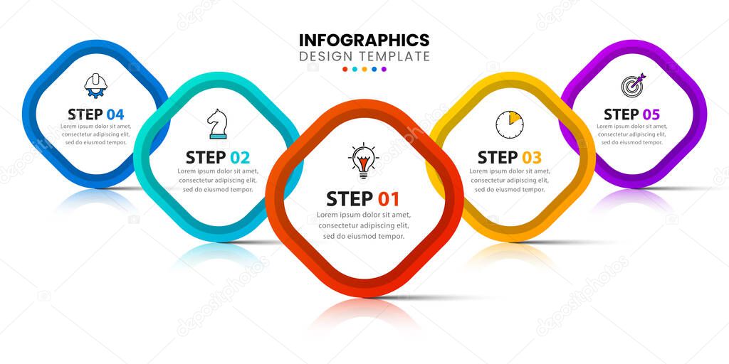 Infographic design template. Creative concept with 5 steps. Can be used for workflow layout, diagram, banner, webdesign. Vector illustration