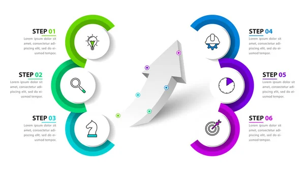 Infografikai Tervezési Sablon Kreatív Koncepció Lépéssel Használható Munkafolyamat Elrendezés Diagram — Stock Vector