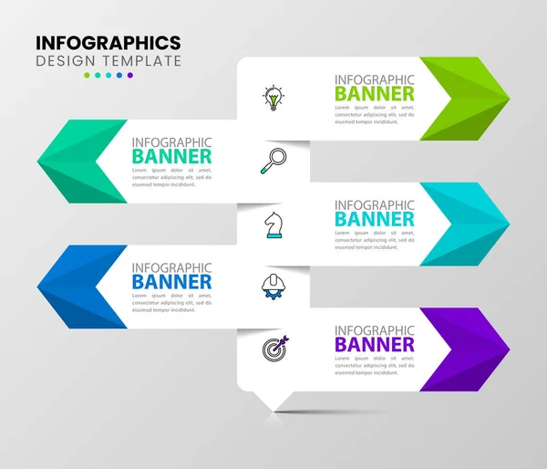 Modelo Design Infográfico Conceito Criativo Com Passos Pode Ser Usado — Vetor de Stock