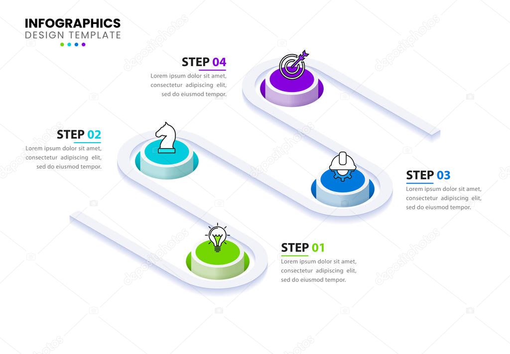 Infographic design template. Creative concept with 4 steps. Can be used for workflow layout, diagram, banner, webdesign. Vector illustration