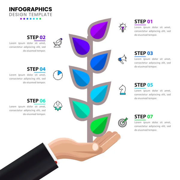 Modelo Design Infográfico Conceito Criativo Com Passos Pode Ser Usado — Vetor de Stock