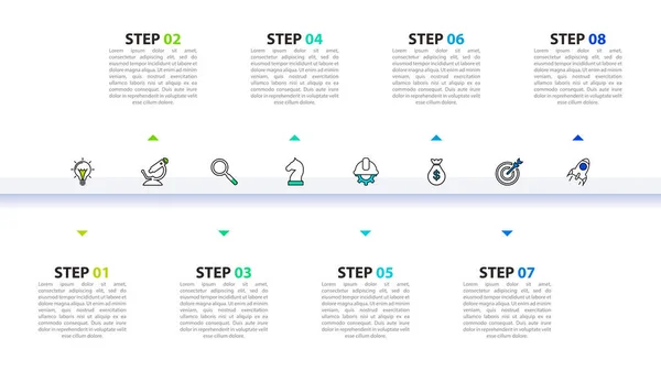 Infografische Design Vorlage Zeitleistenkonzept Mit Schritten Kann Für Workflow Layout — Stockvektor