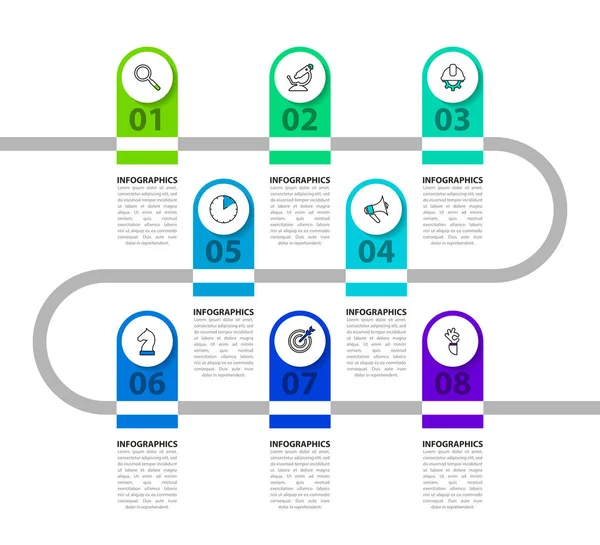 Infographic Design Template Timeline Concept Steps Can Used Workflow Layout — Stock Vector