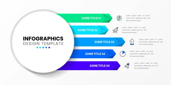 インフォグラフィックデザインテンプレート 5つのステップで創造的な概念 ワークフローのレイアウト バナー Webデザインに使用できます ベクターイラスト — ストックベクタ
