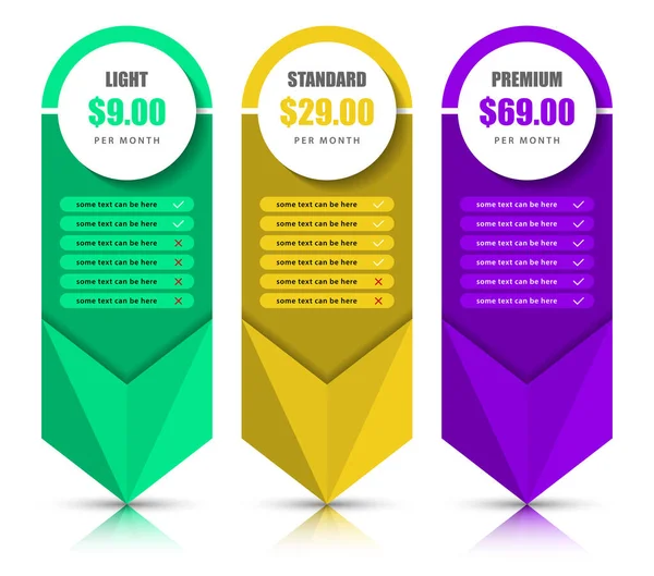 Plantilla Diseño Infográfico Concepto Tabla Precios Puede Utilizar Para Diseño — Archivo Imágenes Vectoriales