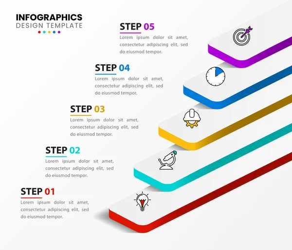 Modelo Design Infográfico Conceito Criativo Com Passos Pode Ser Usado — Vetor de Stock