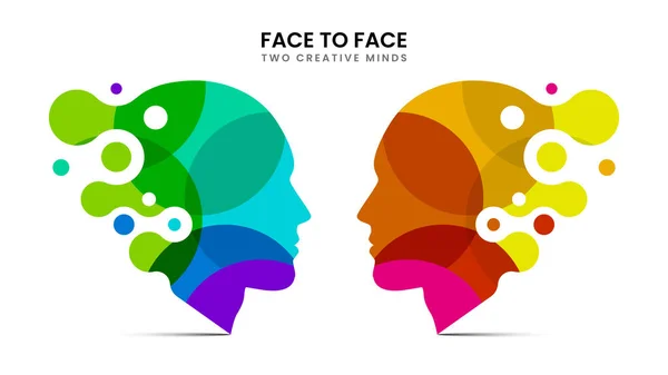 Faţă Faţă Două Minţi Creative Ilustrație Vectorială — Vector de stoc