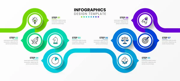 Infographic设计模板 创意概念有8个步骤 可用于工作流布局 网页设计 矢量说明 — 图库矢量图片