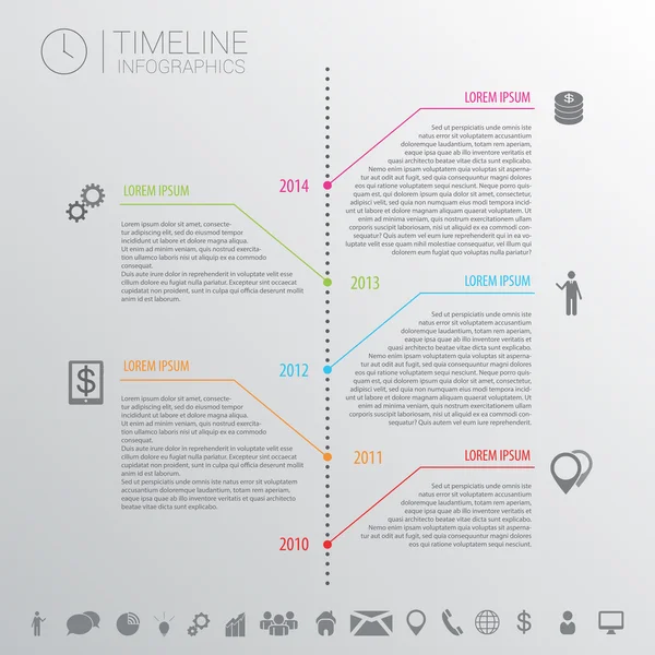 Cronología Infografía con iconos. plantilla de diseño vectorial . — Vector de stock