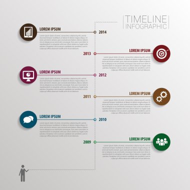 Zaman çizelgesi Infographic öğeler ve simgeler ile. Vektör