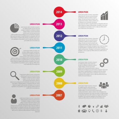 Düz renkli arka zaman çizelgesi infographics vektör