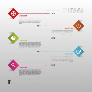 Düz renkli arka zaman çizelgesi infographics illüstrasyon vektör