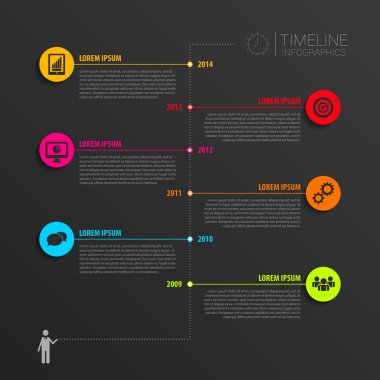 Zaman çizelgesi Infographic öğeleri. Vektör simgeleri ile