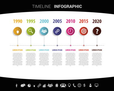 Zaman çizelgesi Infographic tasarım şablonu. Vektör