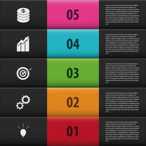 Infographic εντείνει αριθμημένες επιλογές. μαύρο σκάλες — Διανυσματικό Αρχείο