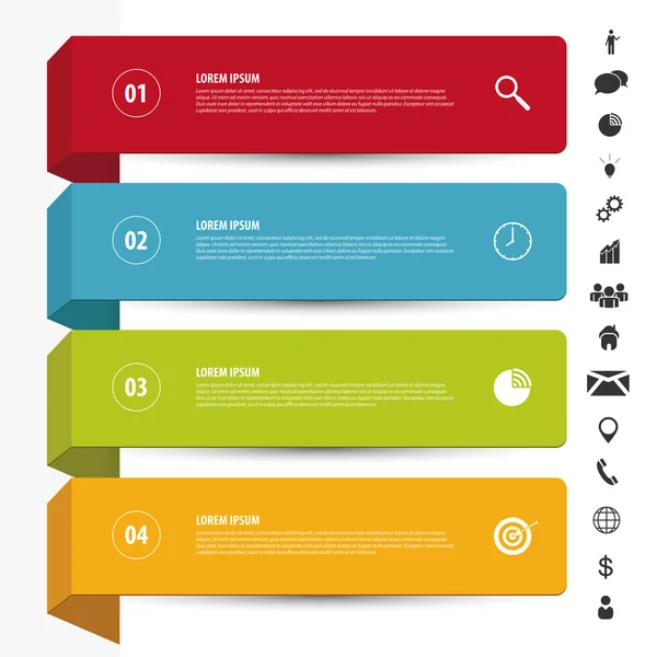 Design modelo de banners limpos. Vetor de infográficos com ícones — Vetor de Stock