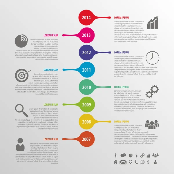 Plan coloré abstrait chronologie infographie vecteur — Image vectorielle