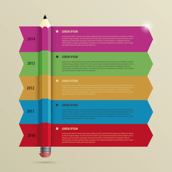 Plantilla de línea de tiempo de Business Infographic con lápiz. Vector — Archivo Imágenes Vectoriales