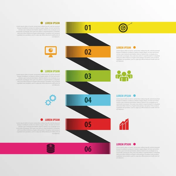 Infographic σπείρα επιχειρηματικό πρότυπο με ετικέτες χαρτί — Διανυσματικό Αρχείο