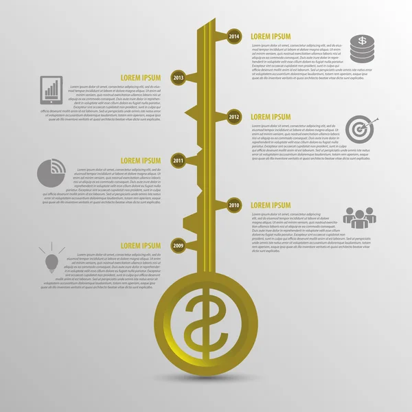 Infographic timeline. Business key concept template. Gold vector — Stock Vector