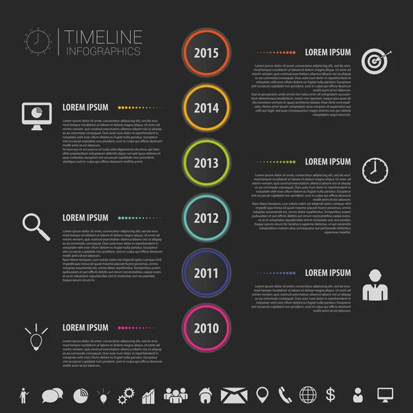 Płaski kolorowy streszczenie timeline infografiki wektor z ikony — Wektor stockowy