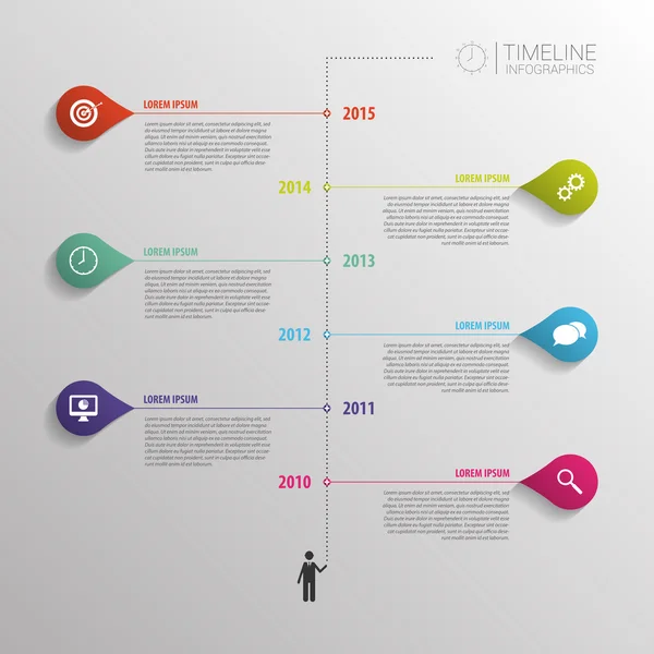Plantilla de infografía de línea de tiempo. Vector con iconos — Vector de stock