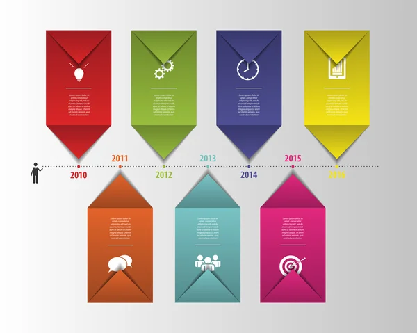 Infographie de chronologie abstraite colorée plate. Vecteur — Image vectorielle