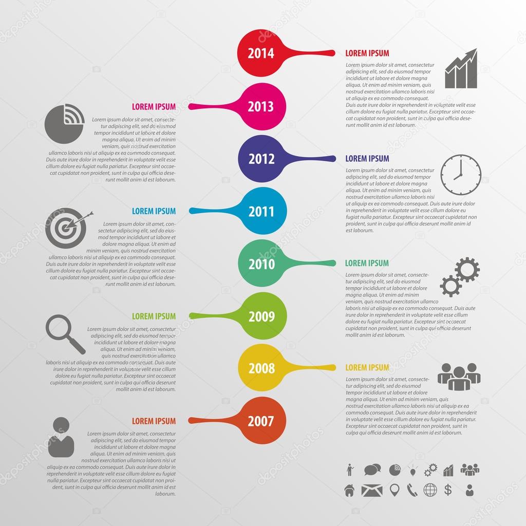 Flat colorful abstract timeline infographics vector