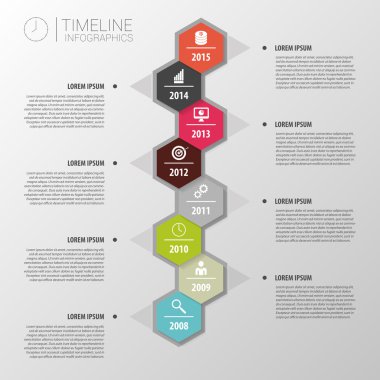 Düz renkli arka zaman çizelgesi infographics. Vektör