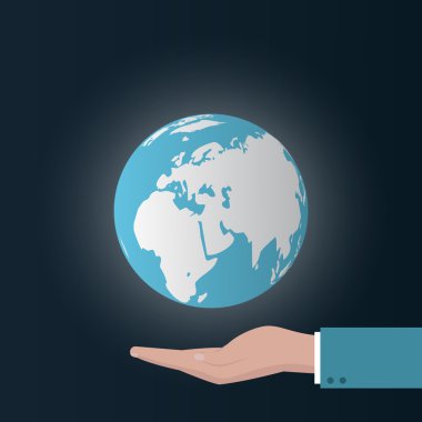 El ile dünya kavramı. Vektör çizim