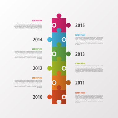 Modern infographics tasarım. Zaman çizelgesi. Kavram bulmaca. Vektör